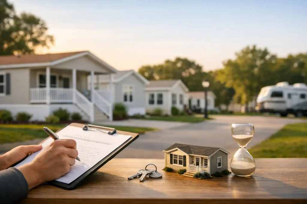 Colorado, new manufactured home exteriors, neighborhood, playground, community amenities and clubhouse