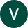 White letter V inside a dark green circle.